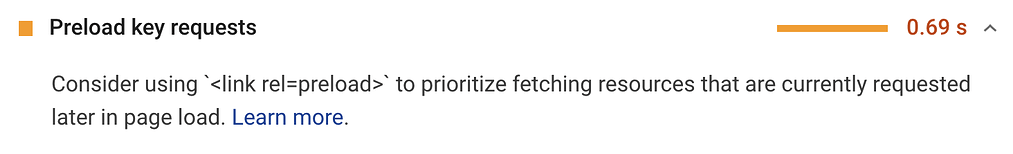 preload key requests to improve First Contentful Paint (FCP) Score