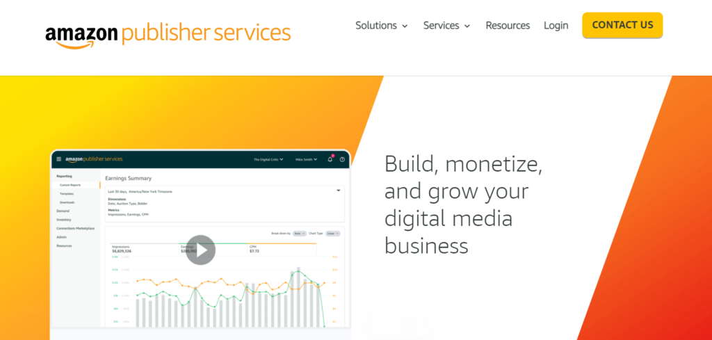 Amazon Publisher Services homepage: Build, monetize, and grow your digital media business