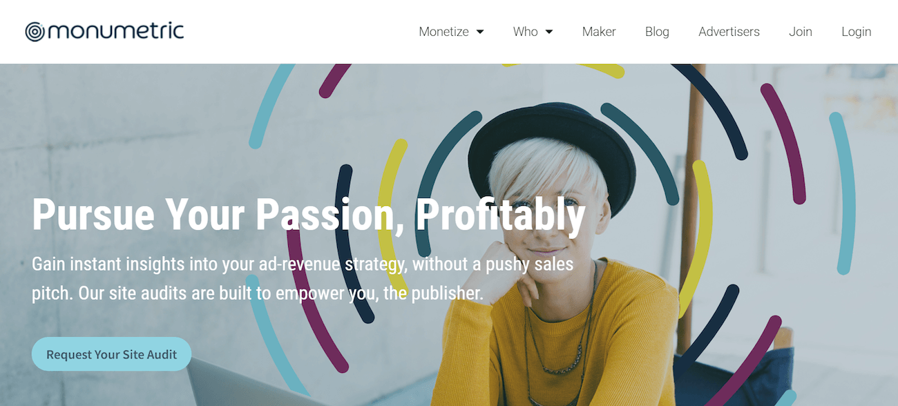 Monumetric homepage: Pursue Your Passion, Profitably