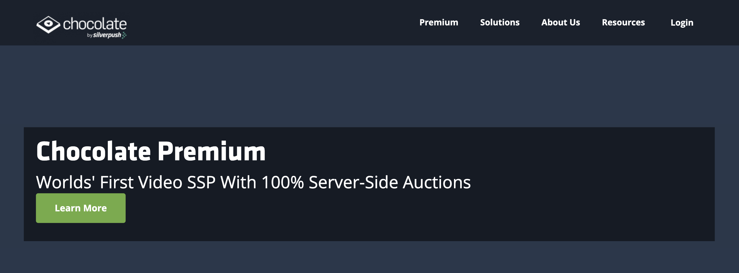 Chocolate Premium by Silverpush homepage: Worlds' First SSP with 100% Server-Side Auctions