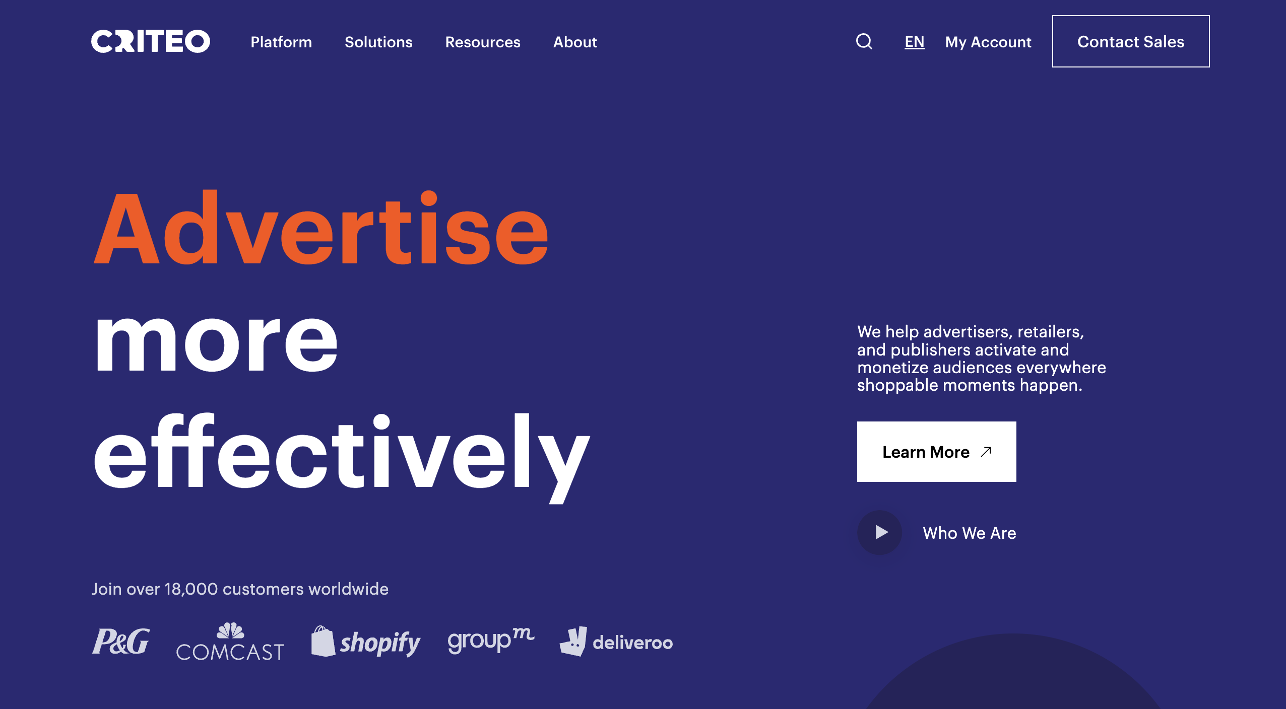 Criteo homepage: Advertise, Grow, and Monetize more effectively