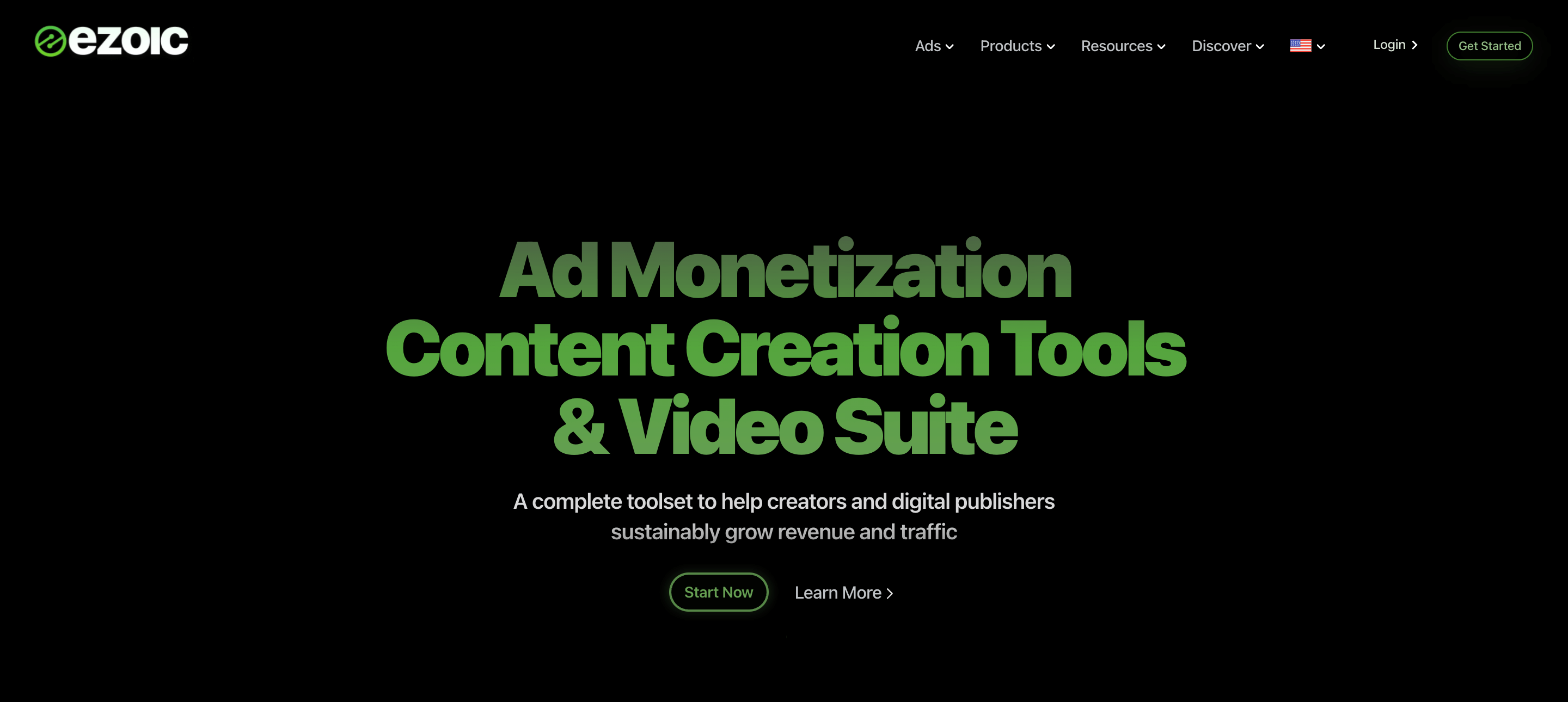 Ezoic homepage: Ad Monetization, Content Creation Tools & Video Suite